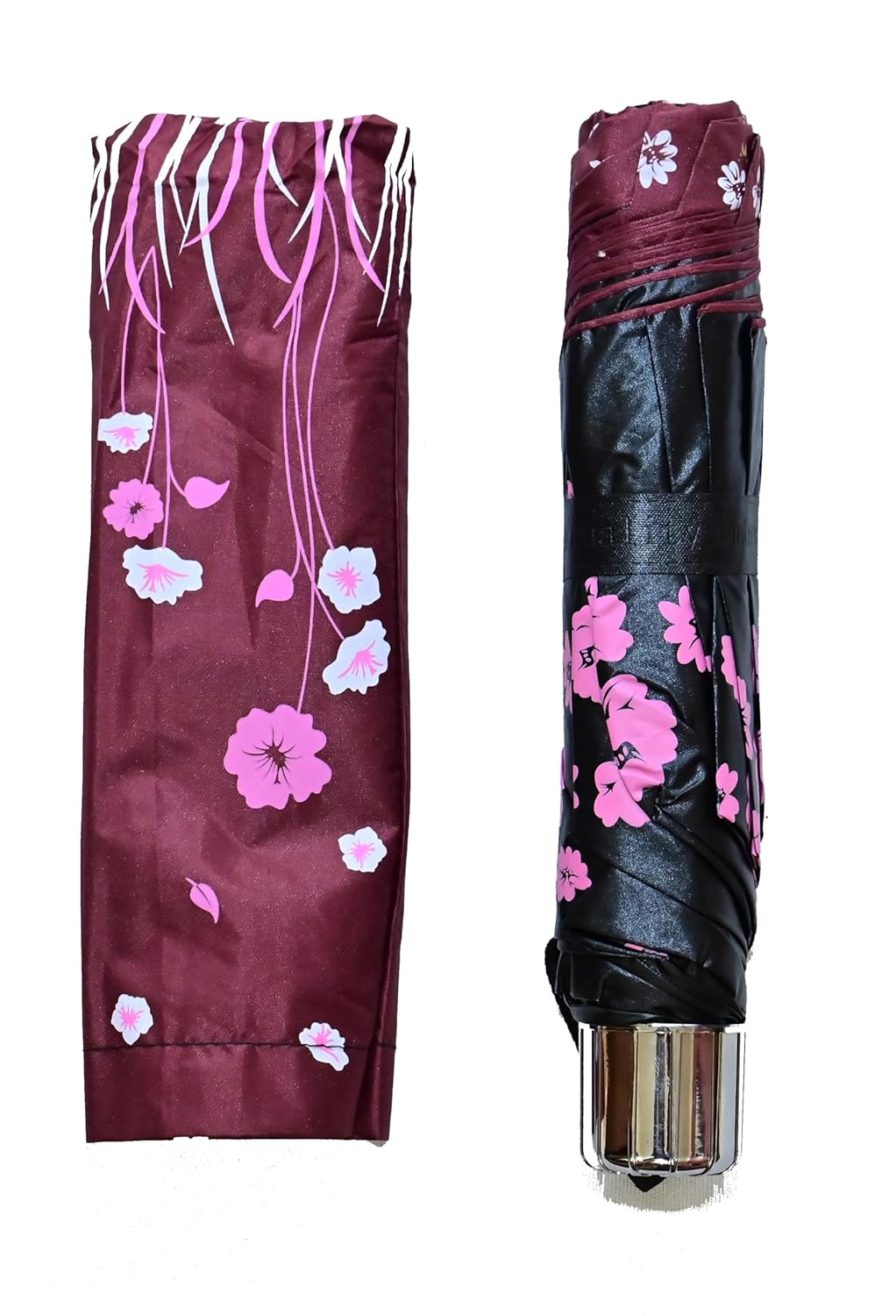 UV Rays Protection Under Print Triple Fold Umbrella For Women , Pack Of 1