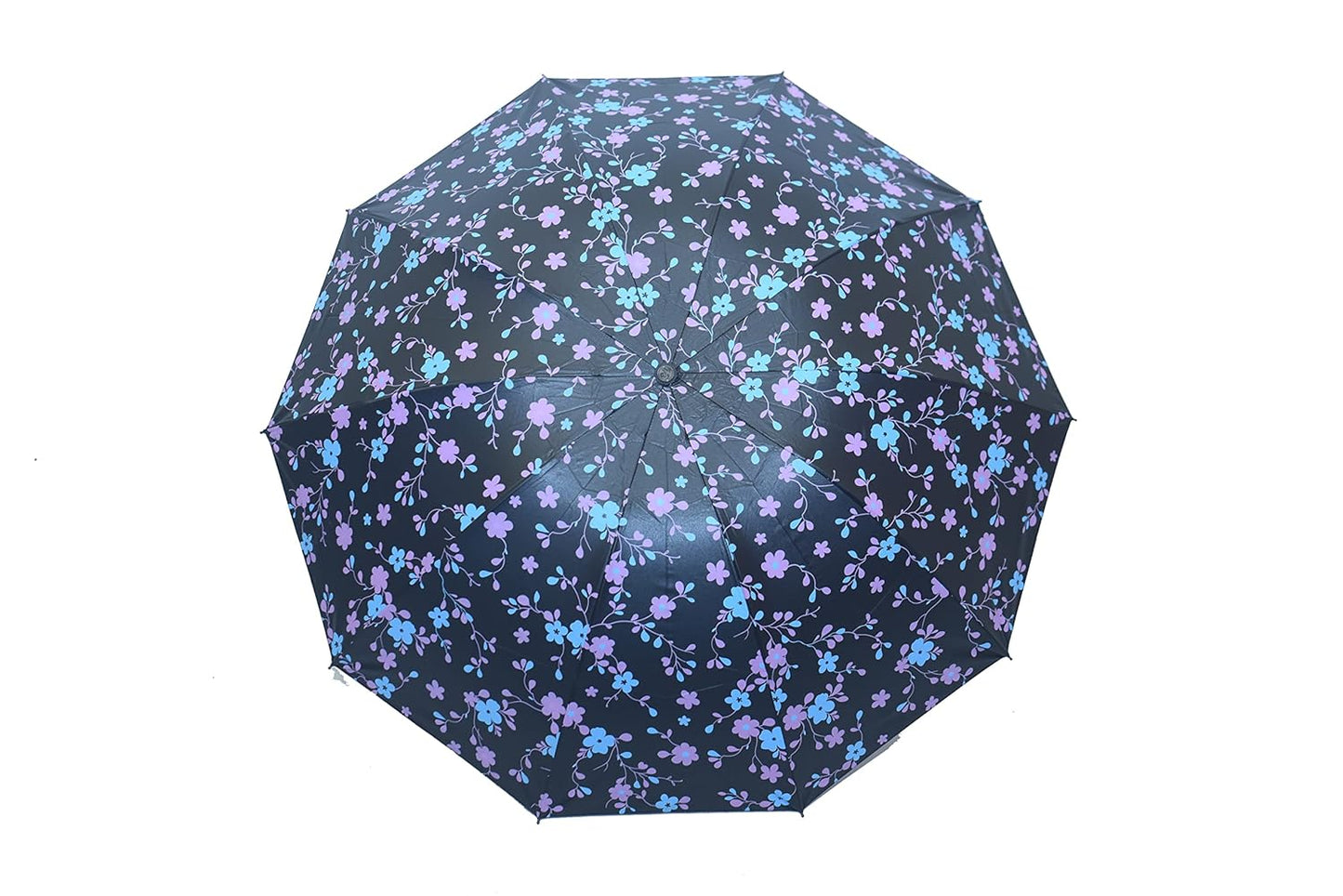 FloralPrinted 3 Fold Anti-Uv,Inner Solid Color Women Compact Umbrella,Pack of 1