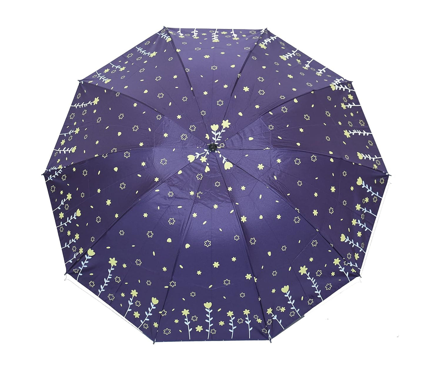 Double Printed 3 Folding Anti-Uv Sun/Rain Women Compact Umbrella, Pack of 1
