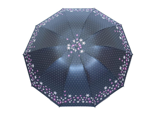 FloralPrinted 3 Fold Anti-Uv,Inner Solid Color Women Compact Umbrella,Pack of 1