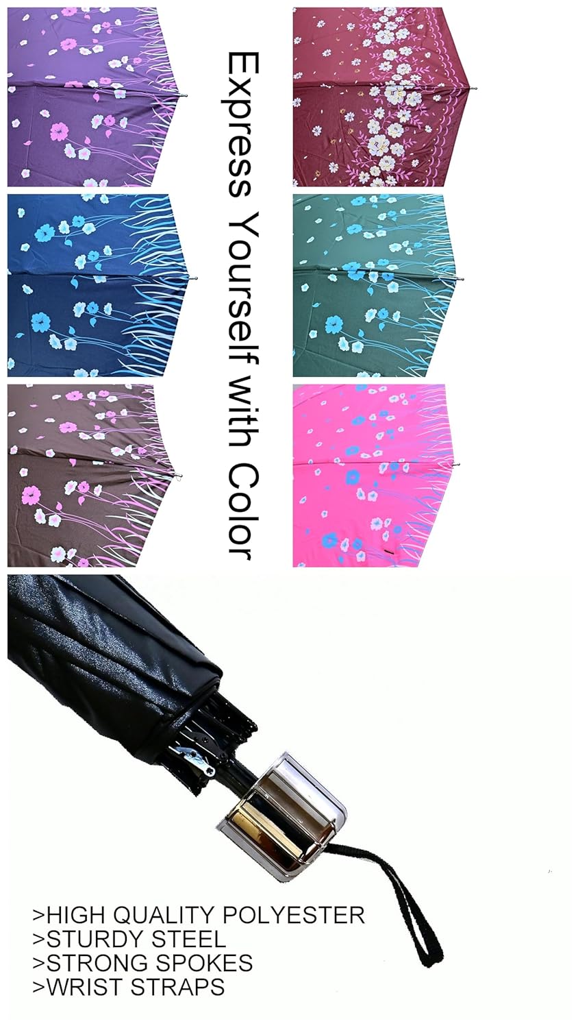 UV Rays Protection Under Print Triple Fold Umbrella For Women , Pack Of 1