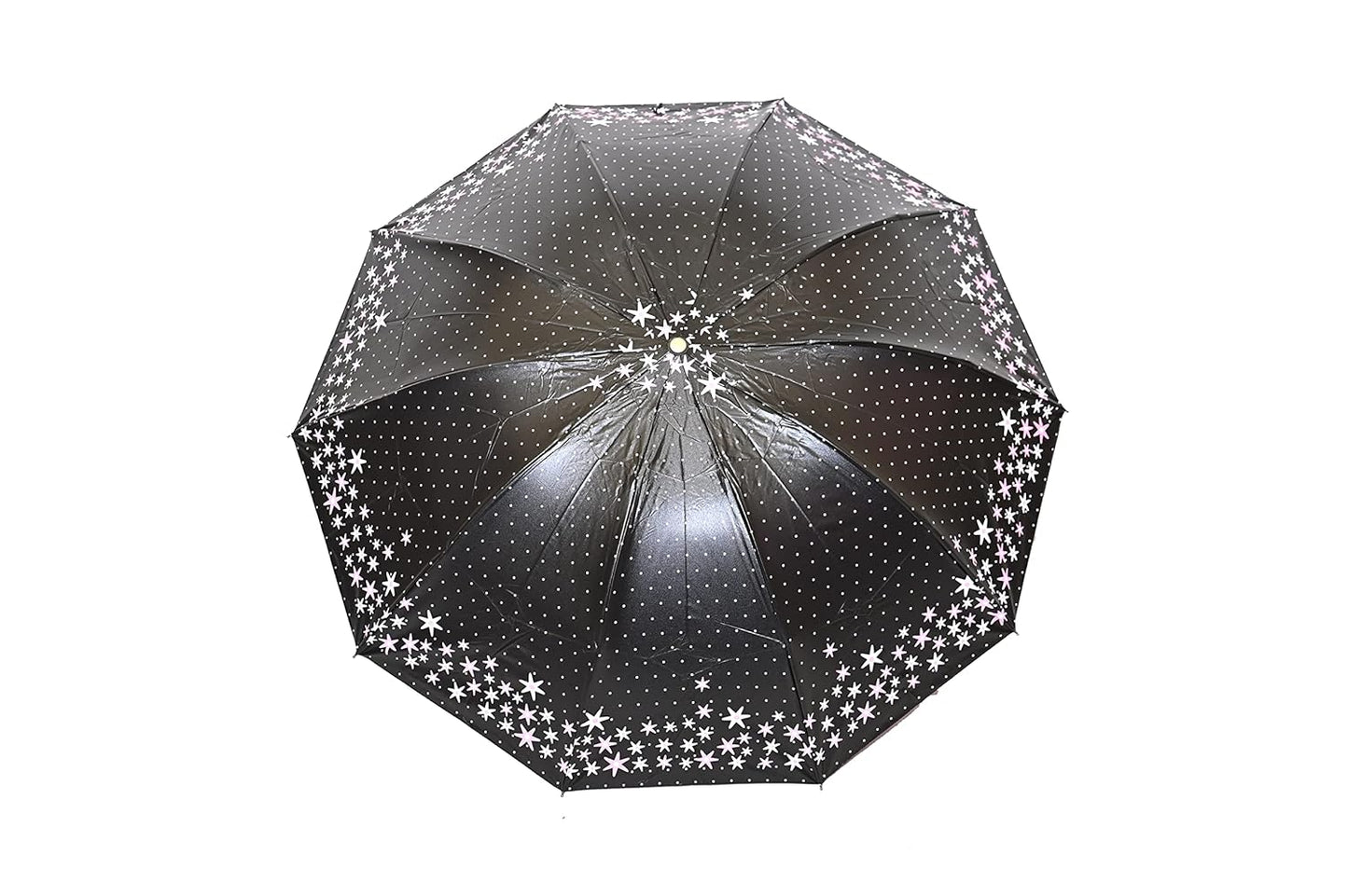 FloralPrinted 3 Fold Anti-Uv,Inner Solid Color Women Compact Umbrella,Pack of 1