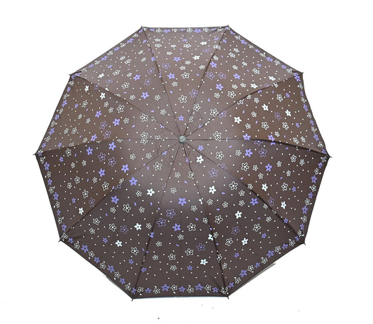 Floral Print Anti Uv/Rain 3 Folding Umbrella, Pack Of 1