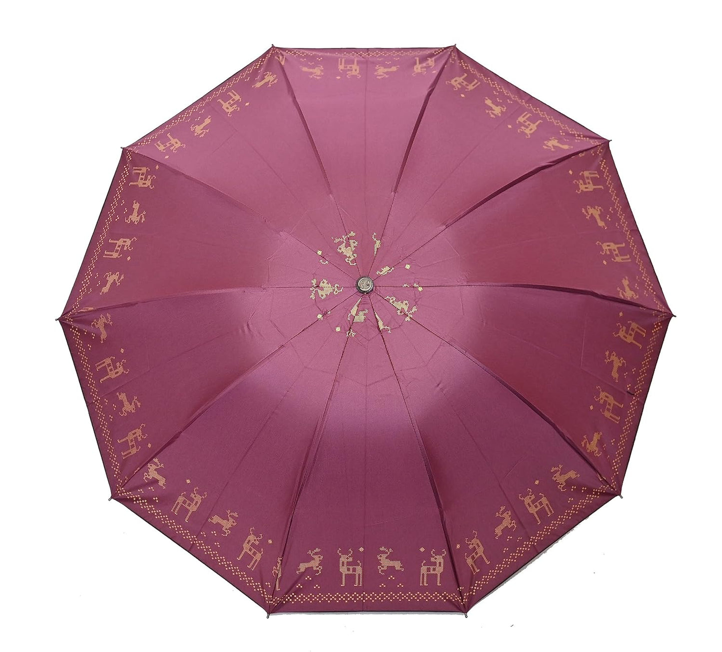 Metallic Golden print 3 fold Anti Uv Umbrella for women , Pack of 1
