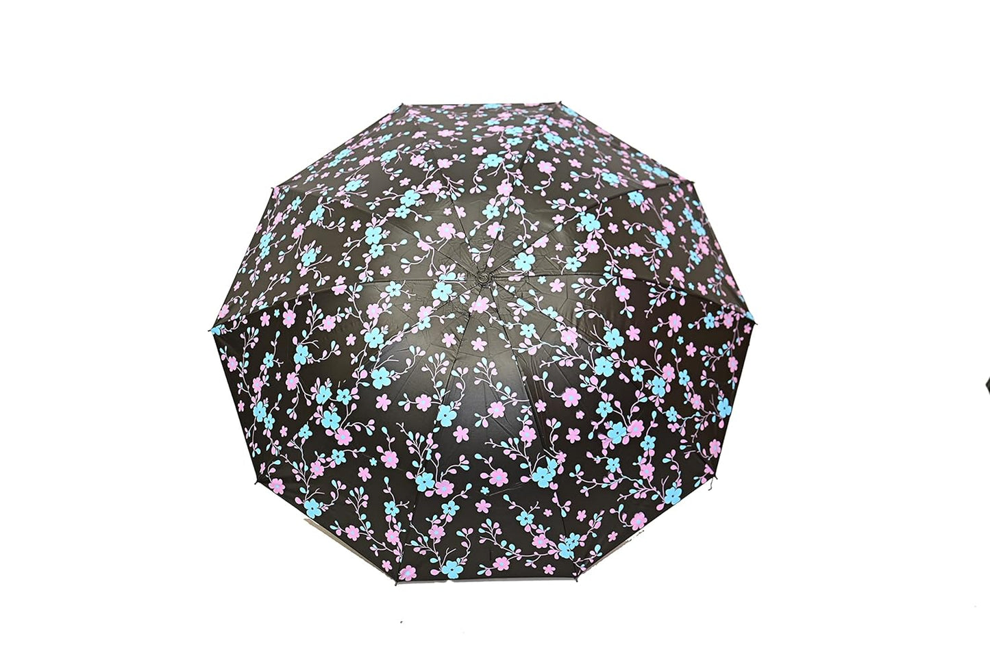 FloralPrinted 3 Fold Anti-Uv,Inner Solid Color Women Compact Umbrella,Pack of 1