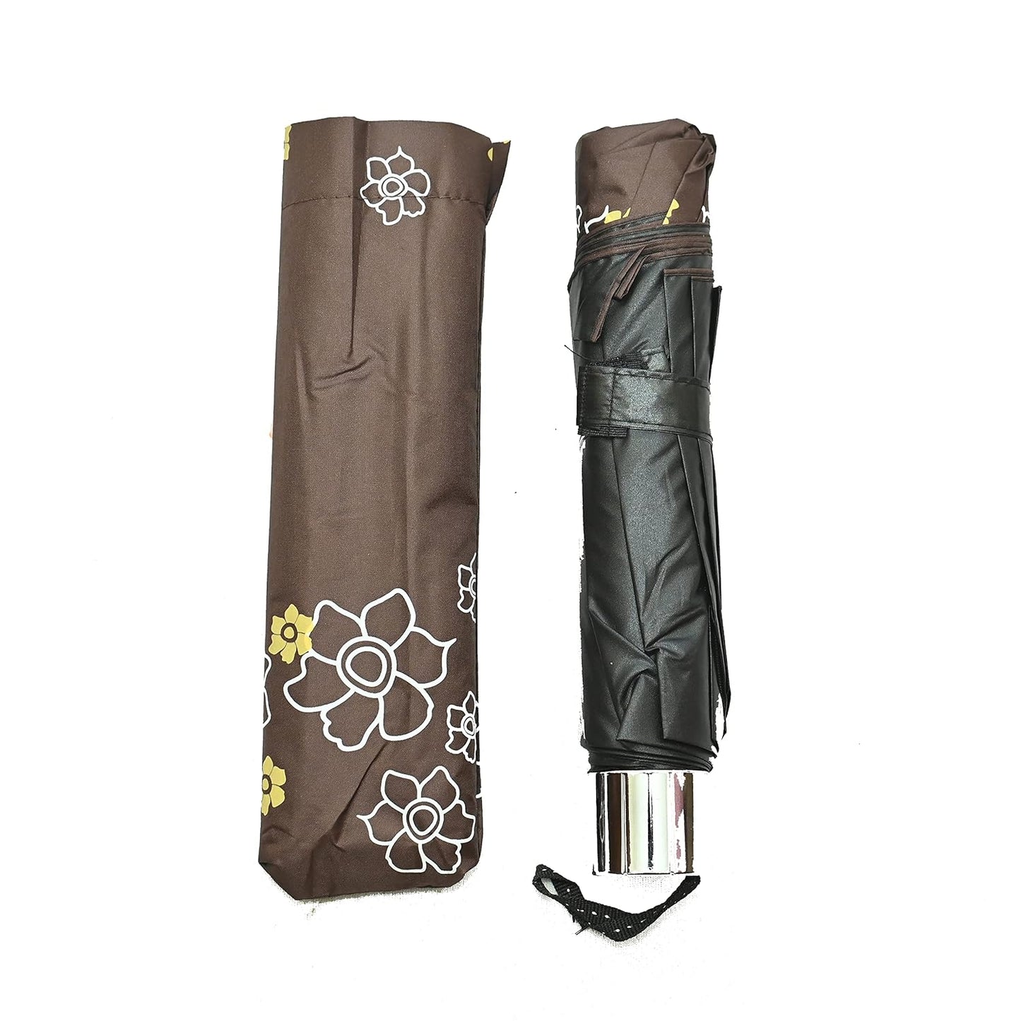 Rose Print Anti Uv/Rain 3 Folding Umbrella, Pack Of 1