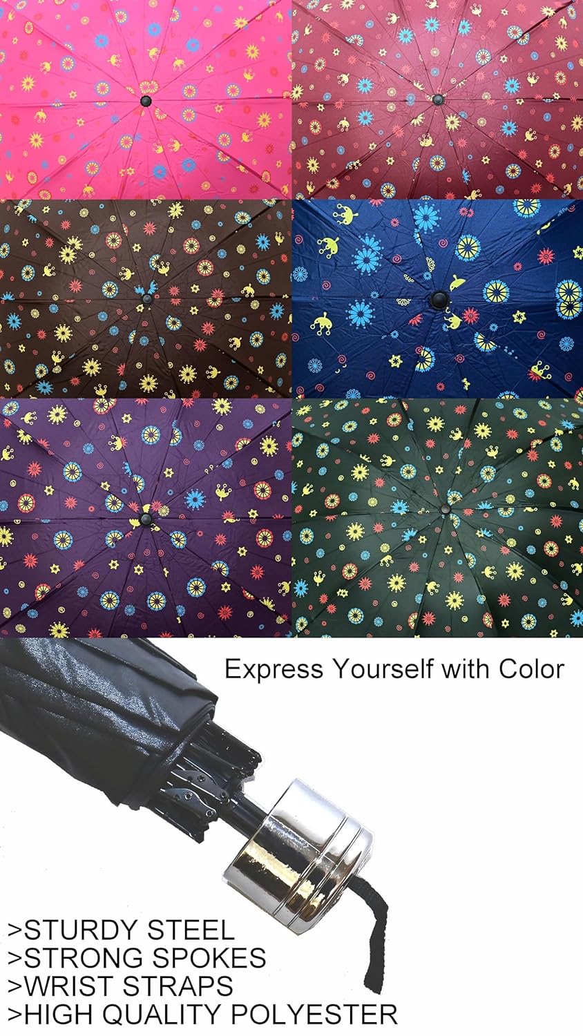 COMPACT 3 FOLD SUN/RAIN PRINTED UV PROTECTION UMBRELLA FOR WOMEN , Pack of 1