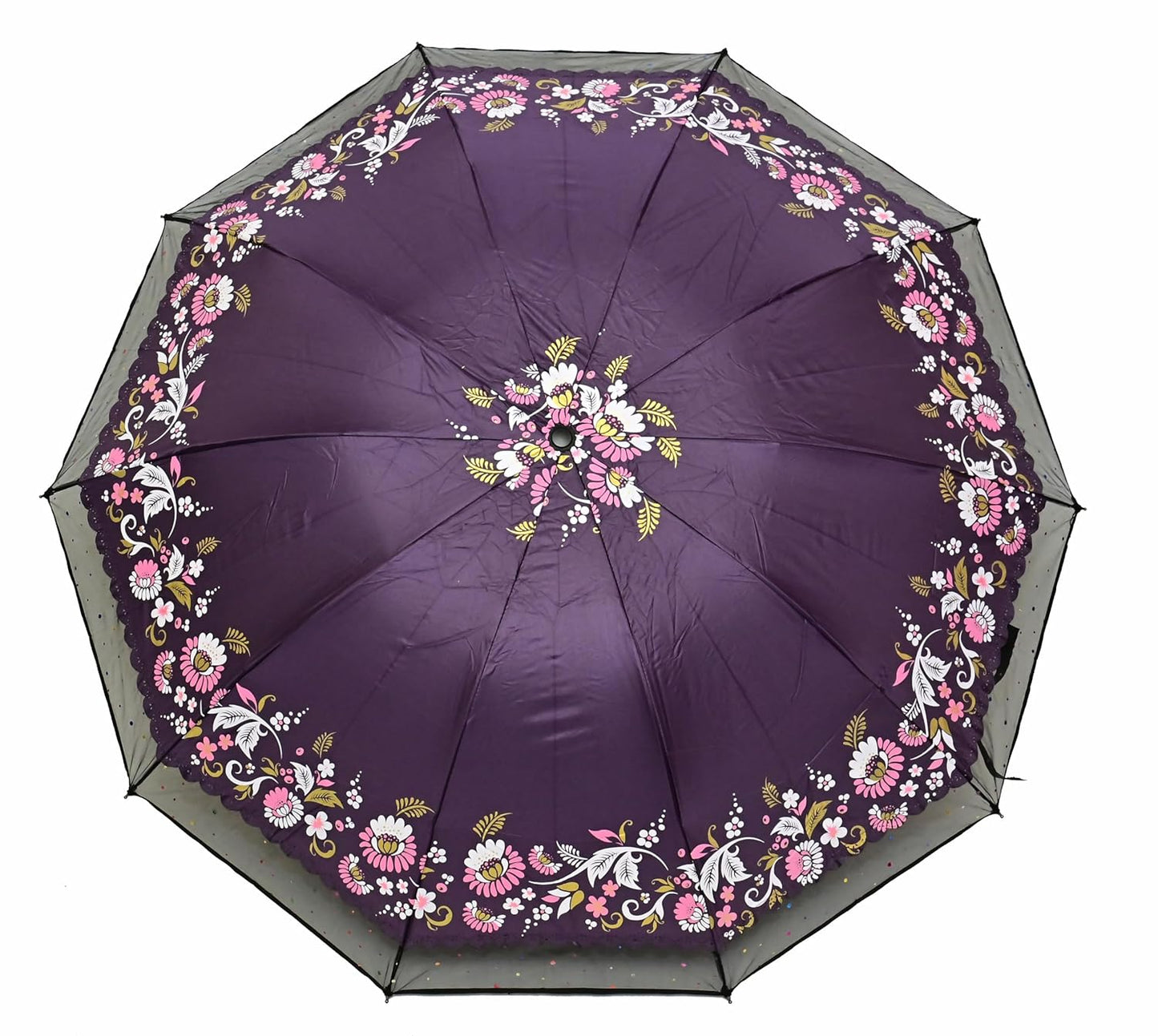 Xyro-Cutting-Edge Netted border Sun/Rain Women Floral Printed Umbrella Pack Of 1
