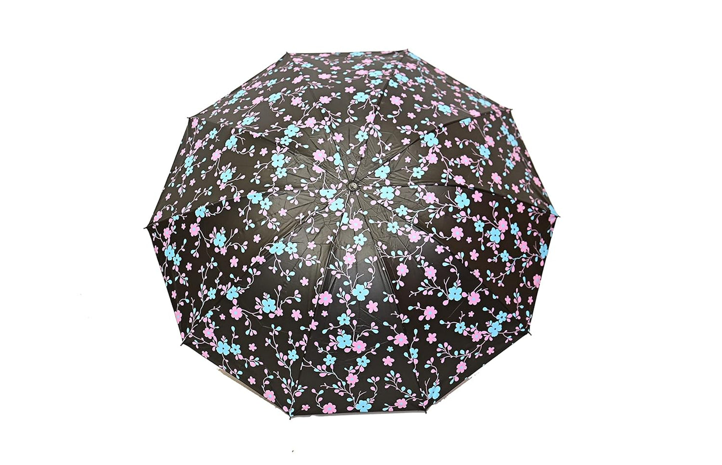 FloralPrinted 3 Fold Anti-Uv,Inner Solid Color Women Compact Umbrella,Pack of 1