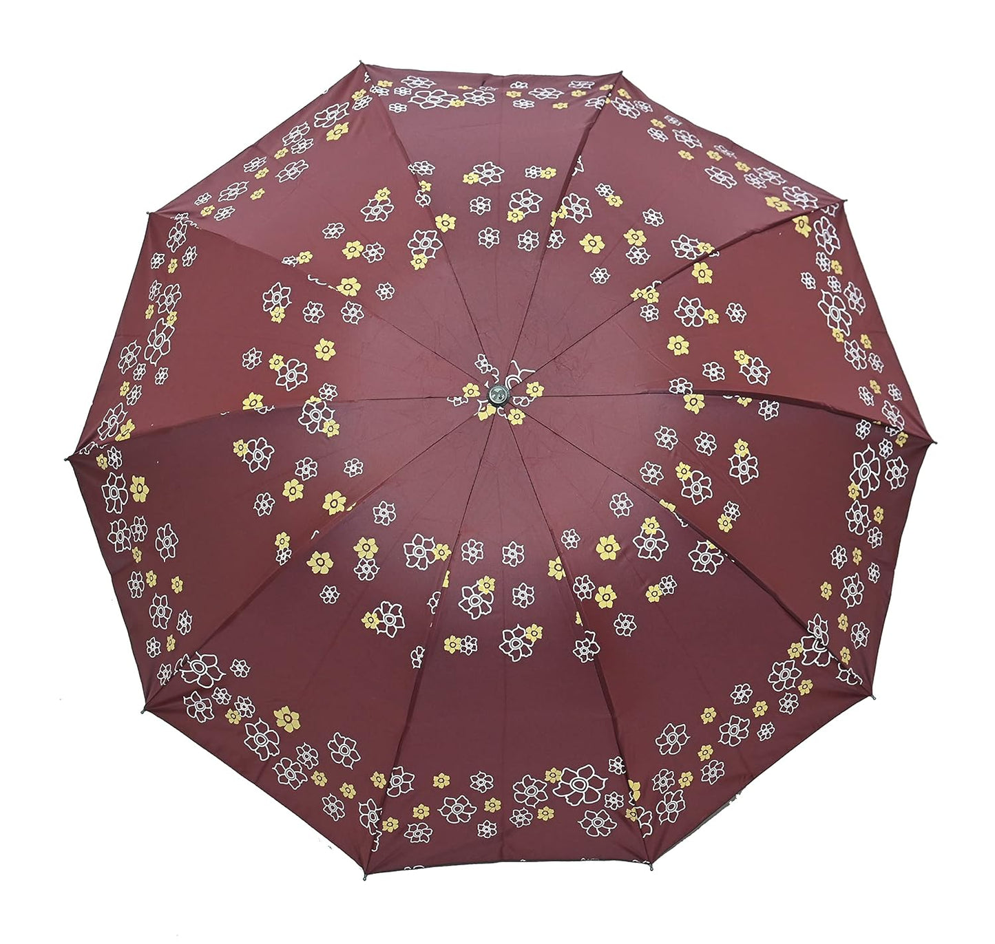 Rose Print Anti Uv/Rain 3 Folding Umbrella, Pack Of 1