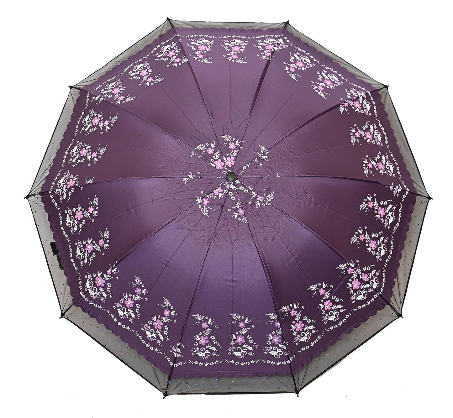 PROTECTIVE Printed Anti-UV 3Folding Umbrella with Net border