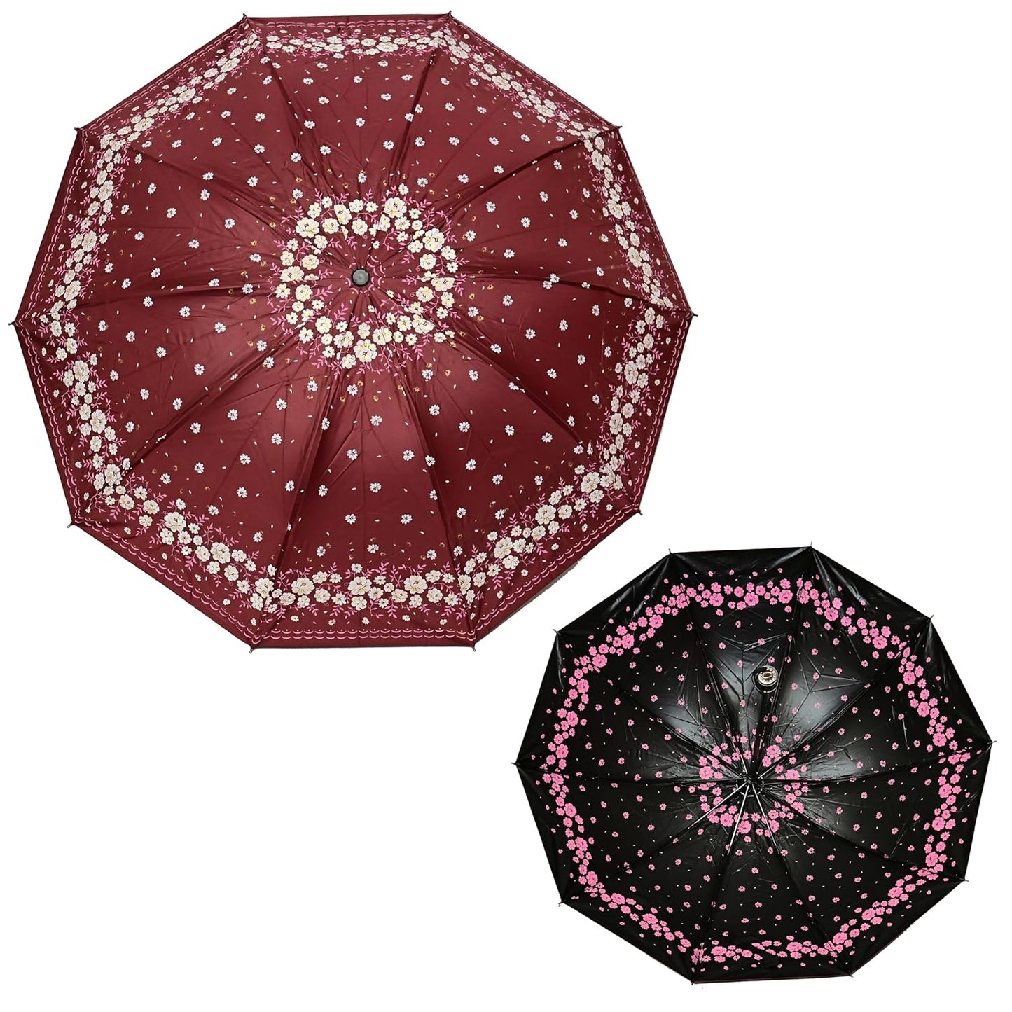 UV Rays Protection Under Print Triple Fold Umbrella For Women , Pack Of 1