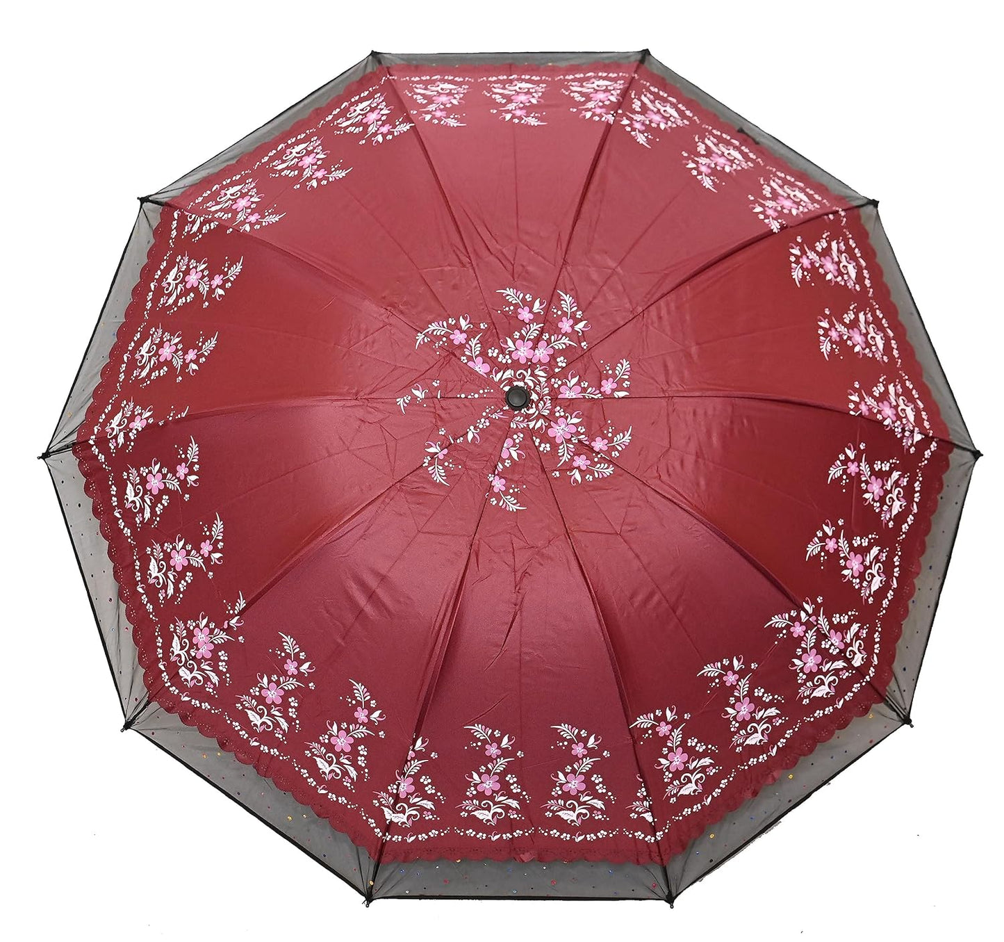 PROTECTIVE Printed Anti-UV 3Folding Umbrella with Net border