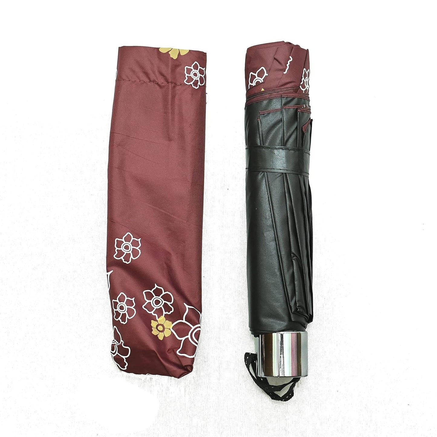 Rose Print Anti Uv/Rain 3 Folding Umbrella, Pack Of 1