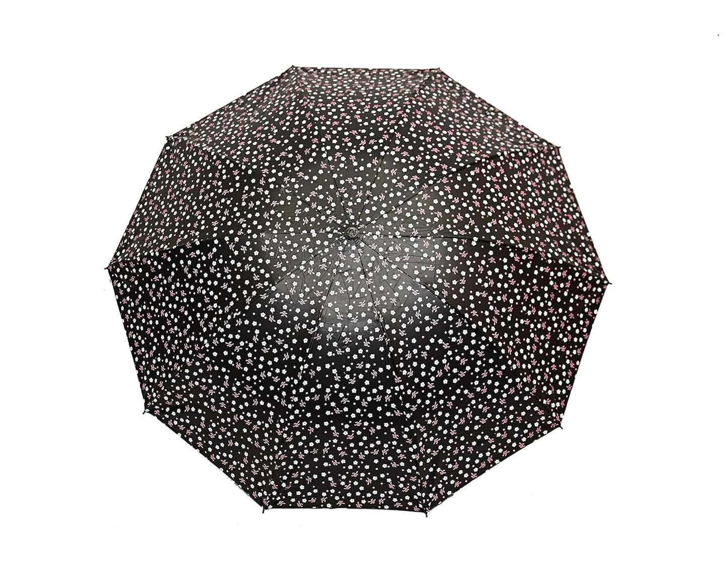 FloralPrinted 3 Fold Anti-Uv,Inner Solid Color Women Compact Umbrella,Pack of 1
