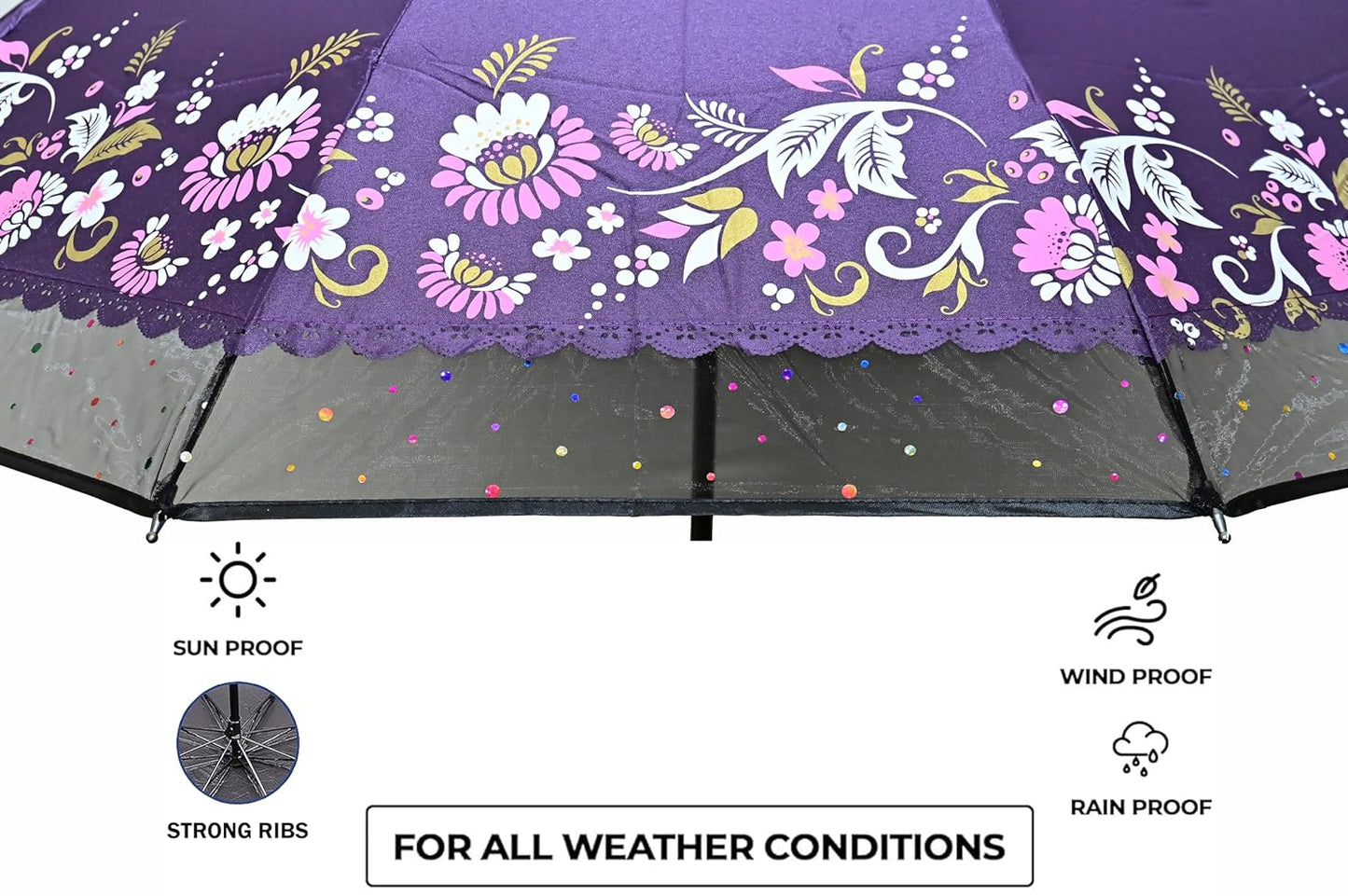 Xyro-Cutting-Edge Netted border Sun/Rain Women Floral Printed Umbrella Pack Of 1