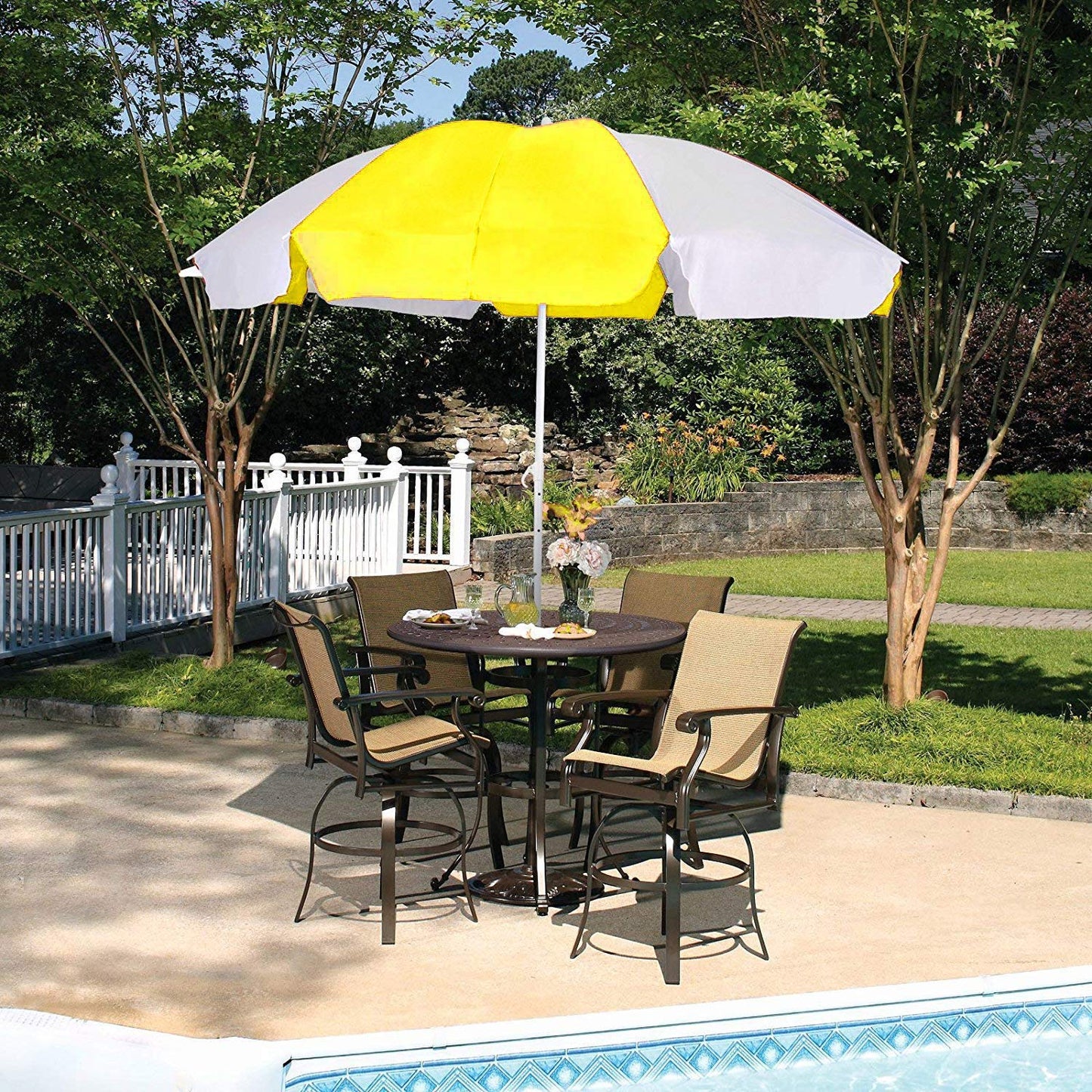 By-Color Blue and White Garden Folding Umbrella, Size - 40"(medium) & 48"(big) Beach Umbrella Pack Of 1