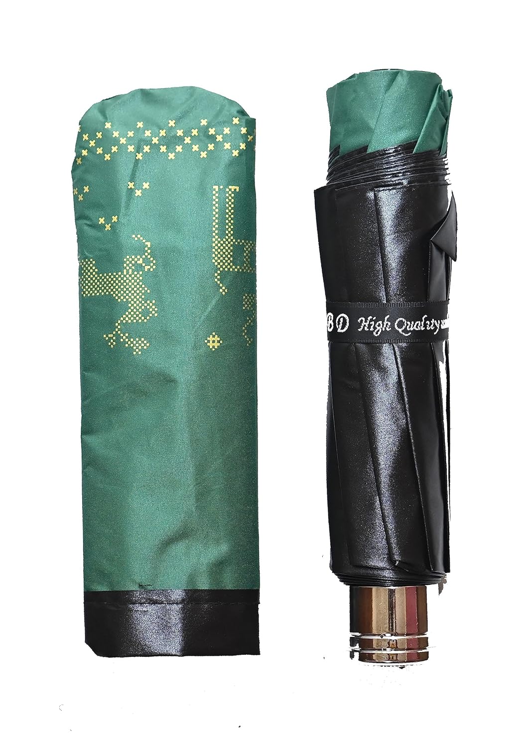 Metallic Golden print 3 fold Anti Uv Umbrella for women , Pack of 1