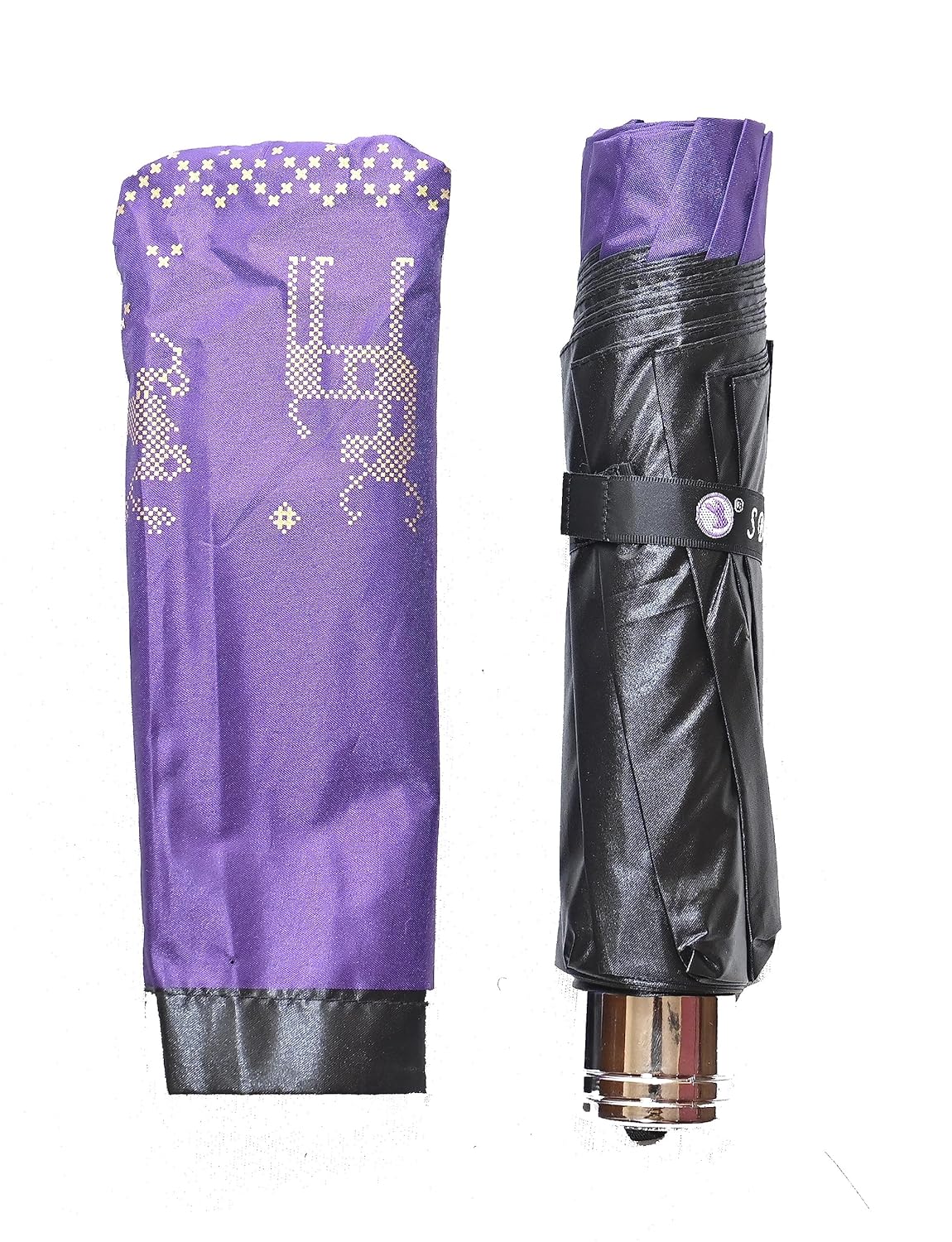 Metallic Golden print 3 fold Anti Uv Umbrella for women , Pack of 1