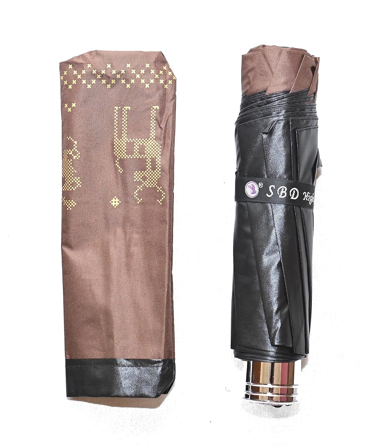 Metallic Golden print 3 fold Anti Uv Umbrella for women , Pack of 1