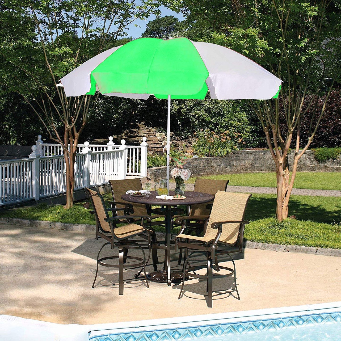 By-Color Blue and White Garden Folding Umbrella, Size - 40"(medium) & 48"(big) Beach Umbrella Pack Of 1