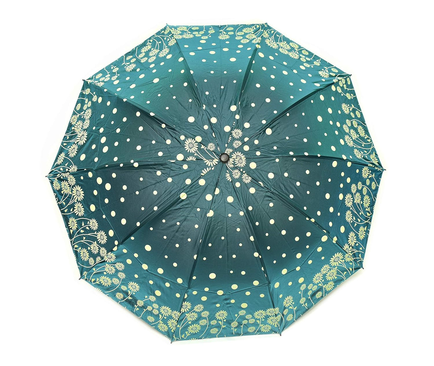 Windproof Shiny Under Print, Floral Pattern, Anti Uv, Sun/Rain 3 Folding Manual Umbrella for Women, Pack of 1