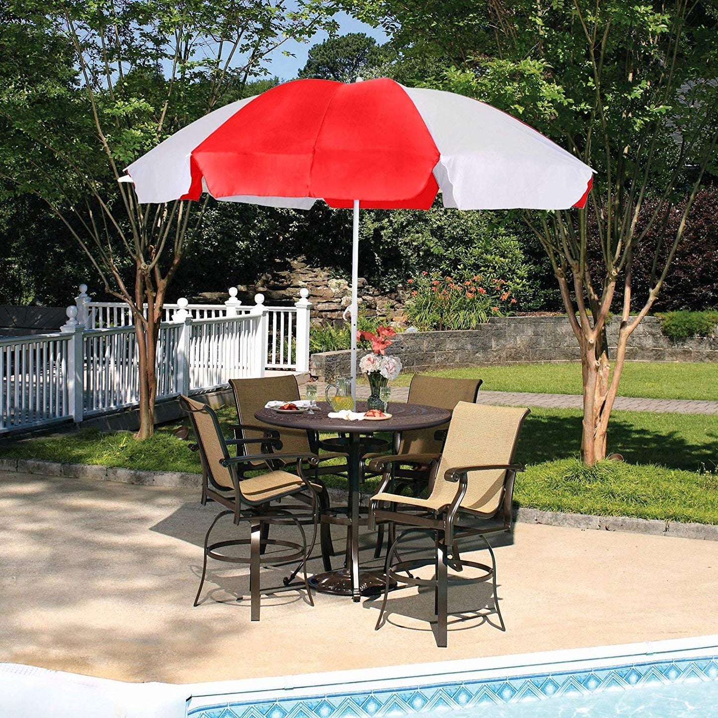 By-Color Blue and White Garden Folding Umbrella, Size - 40"(medium) & 48"(big) Beach Umbrella Pack Of 1