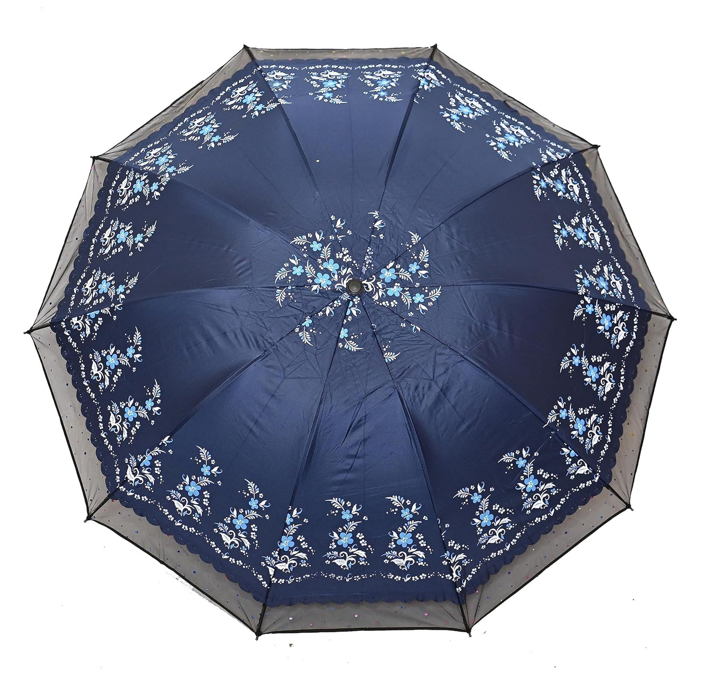 PROTECTIVE Printed Anti-UV 3Folding Umbrella with Net border