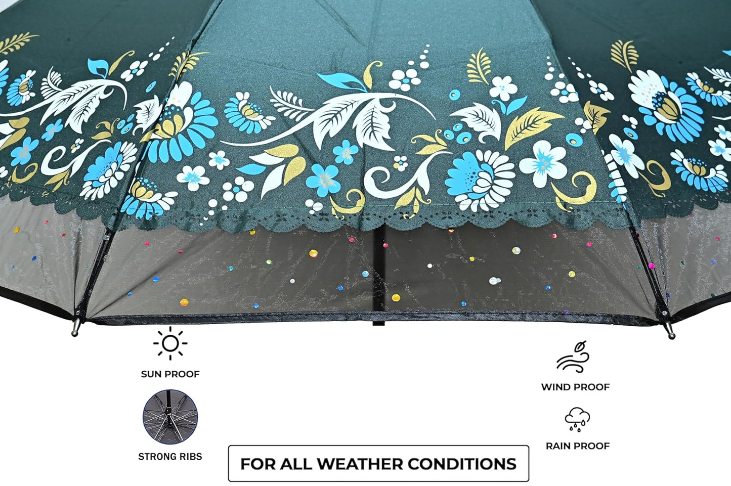 Xyro-Cutting-Edge Netted border Sun/Rain Women Floral Printed Umbrella Pack Of 1