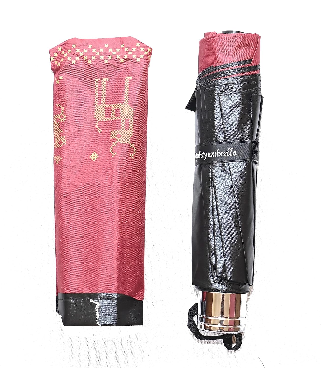 Metallic Golden print 3 fold Anti Uv Umbrella for women , Pack of 1