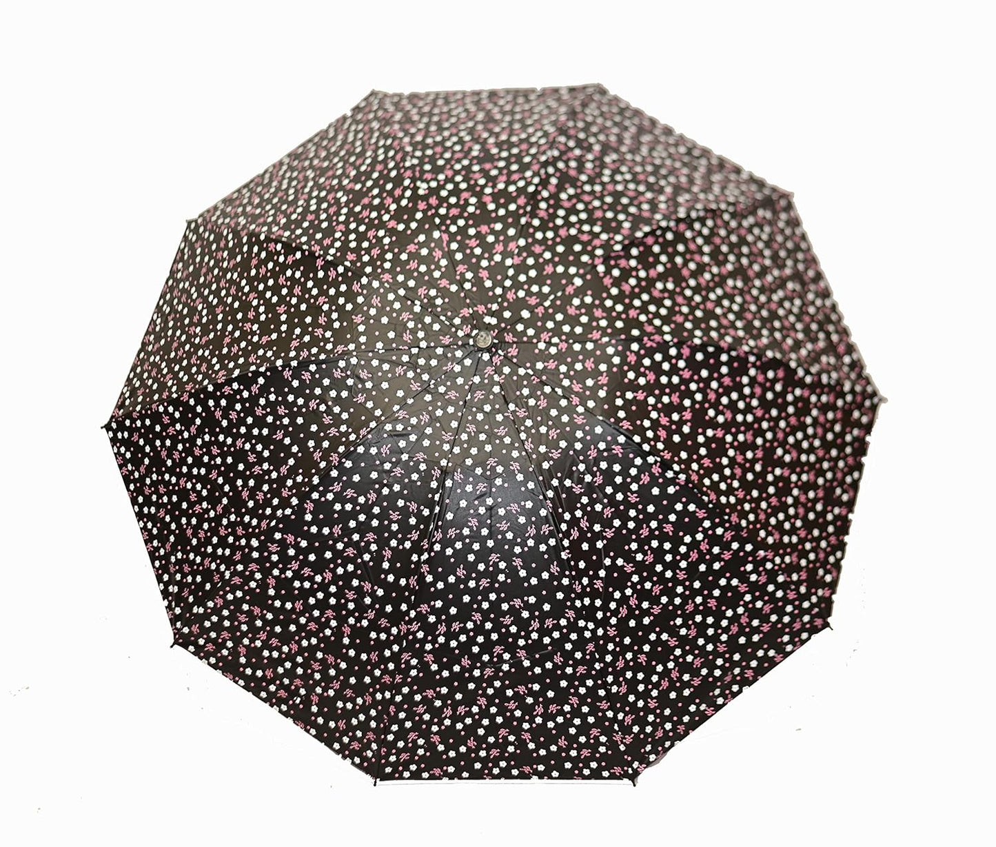 FloralPrinted 3 Fold Anti-Uv,Inner Solid Color Women Compact Umbrella,Pack of 1