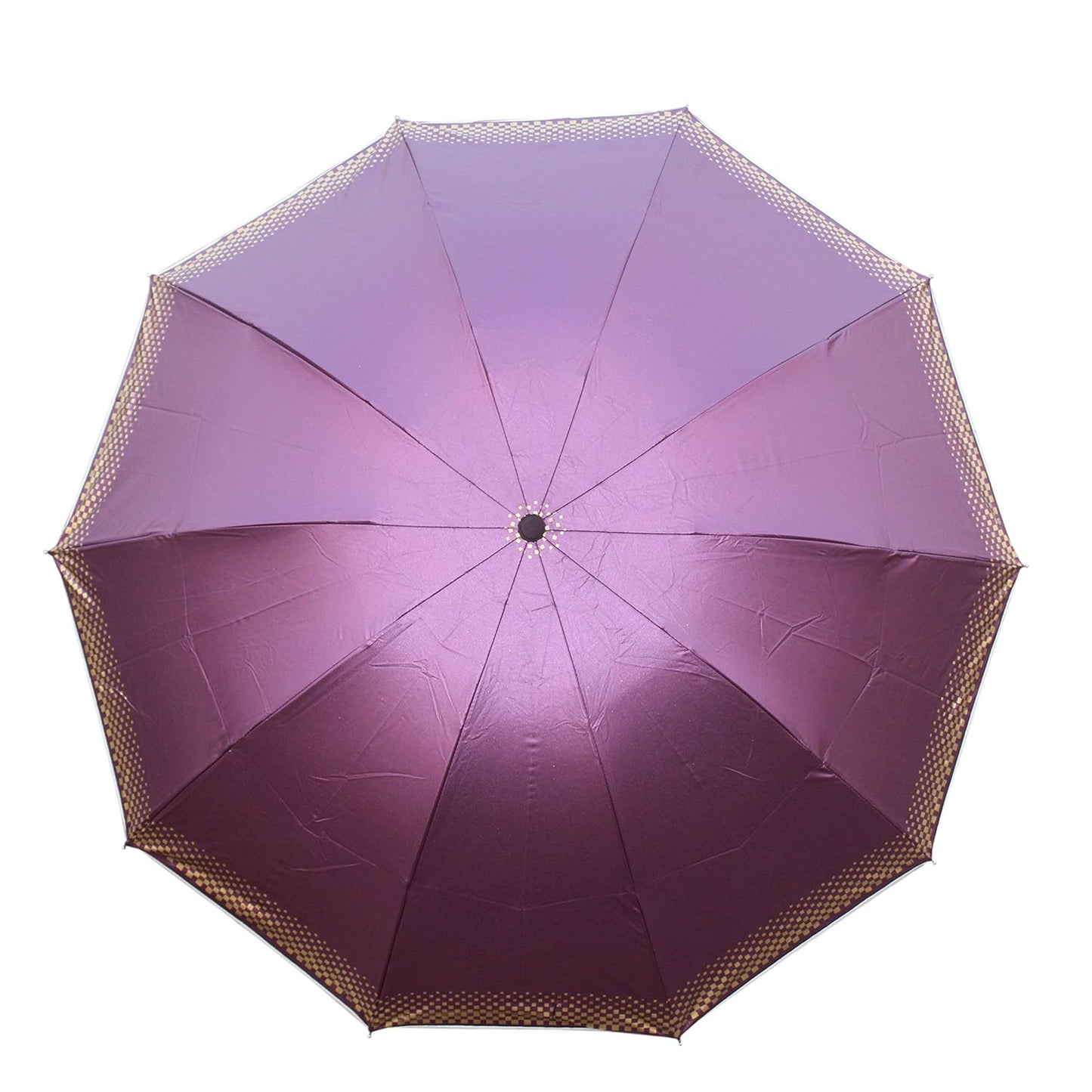 Plain MetallicColor 3 Folding Manual Open, Dome Shape Sun/Rain Office Umbrella for Women & Girls, Pack of 2 Umbrella