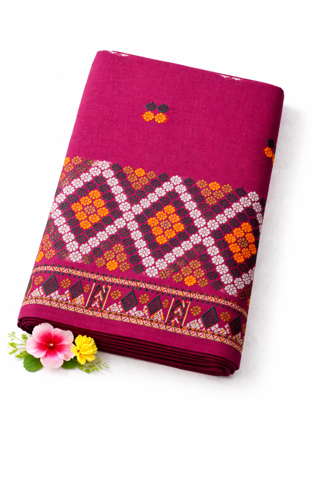 Wash Cotton | Mekhela Chador Set | Missing Design | Violet