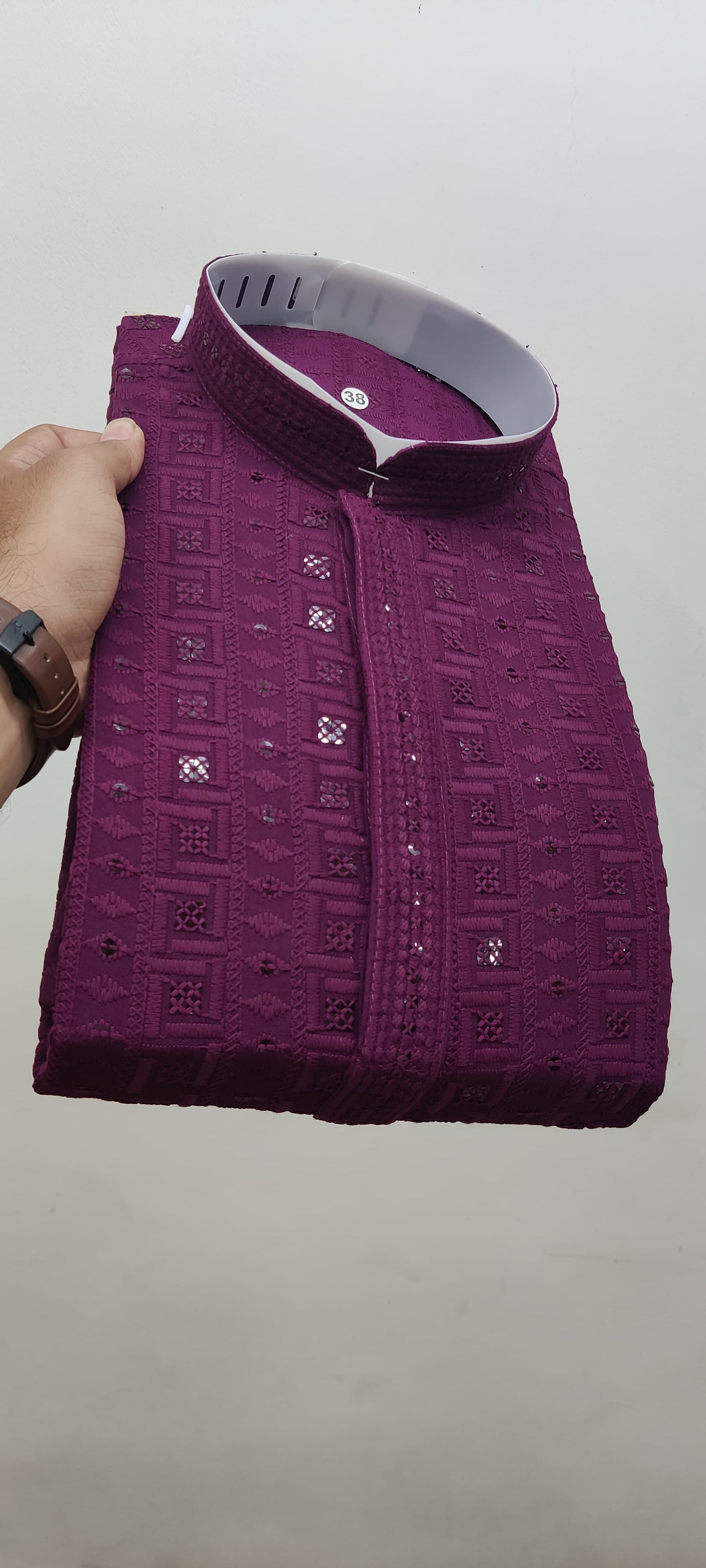 Mens Purple Sequence Kurta For All occasions