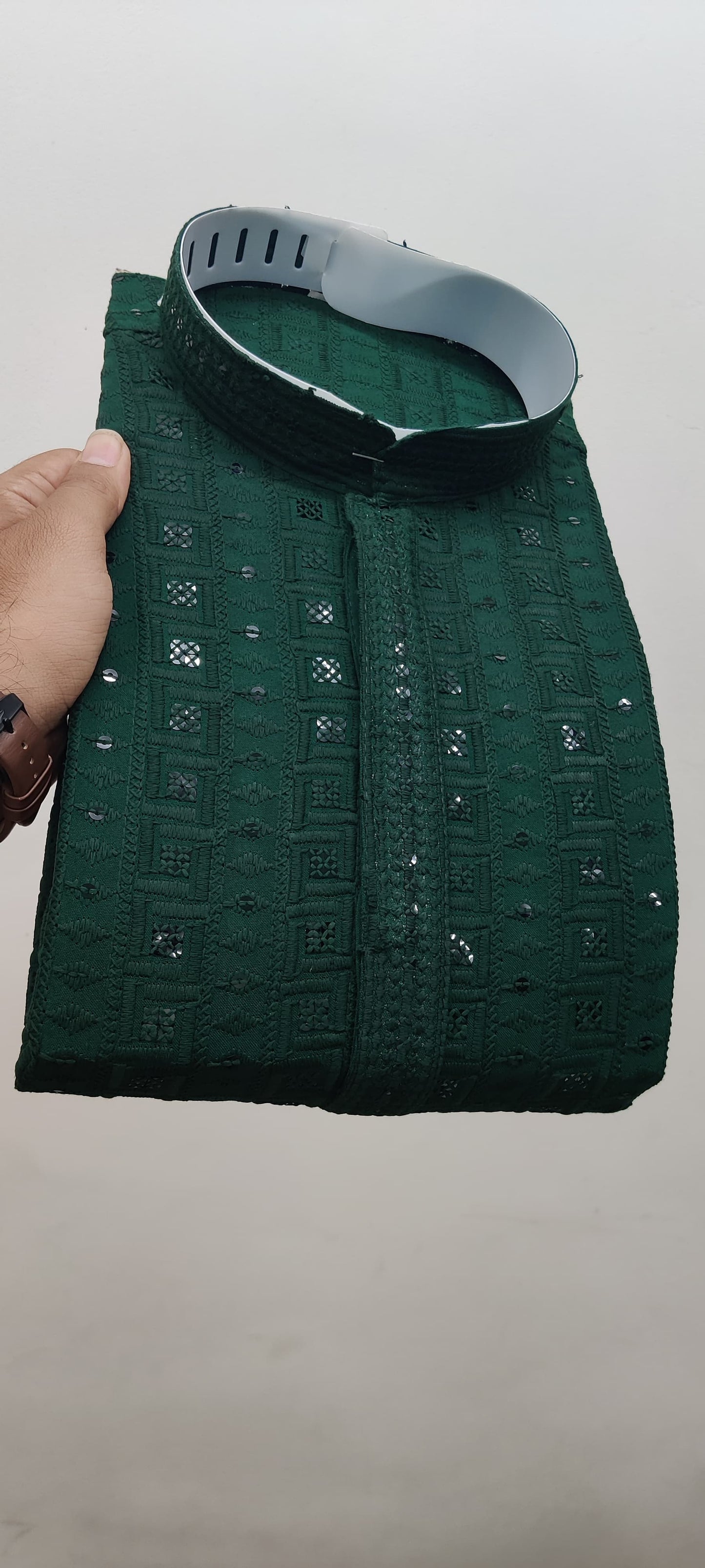Mens Green Blue Sequence Kurta For All occasions