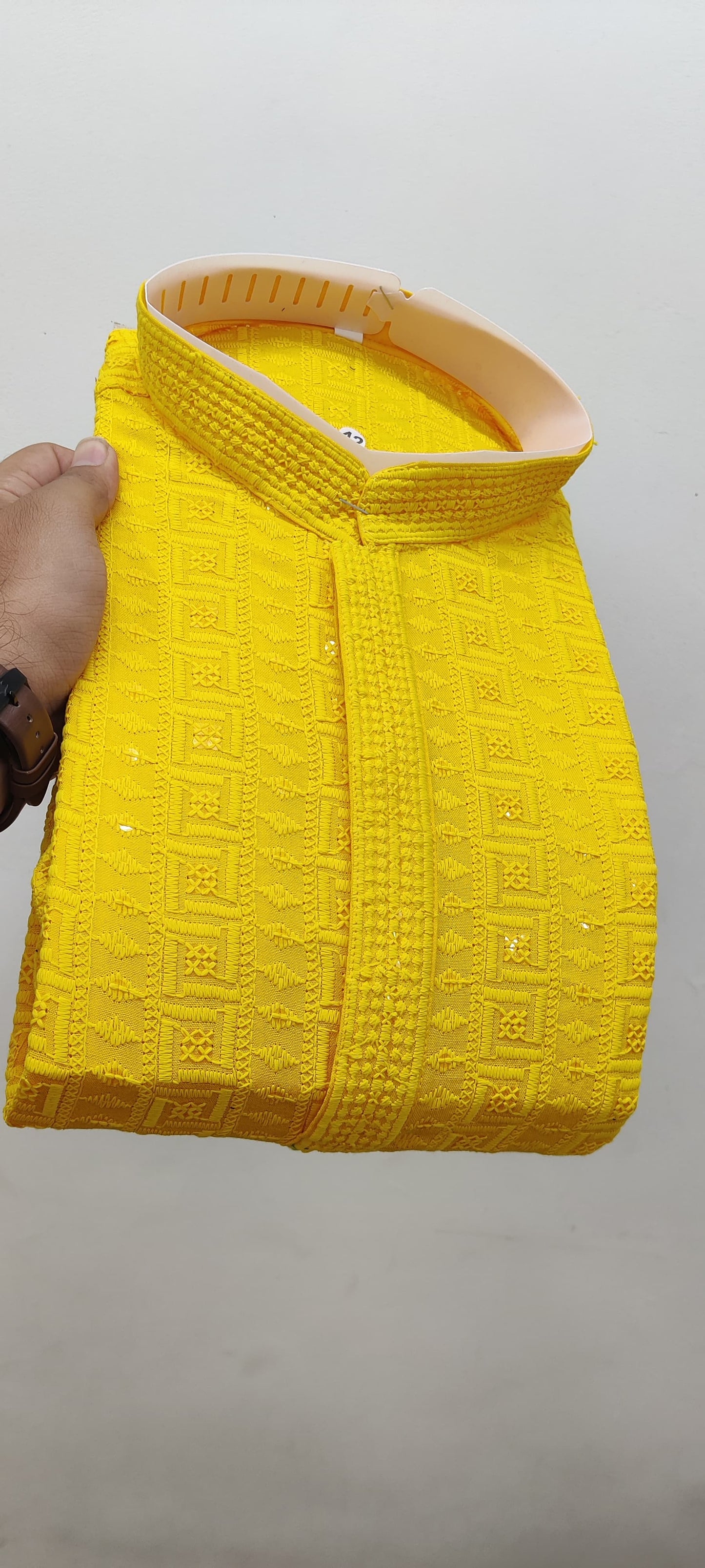 Mens Yellow Sequence Kurta For All occasions