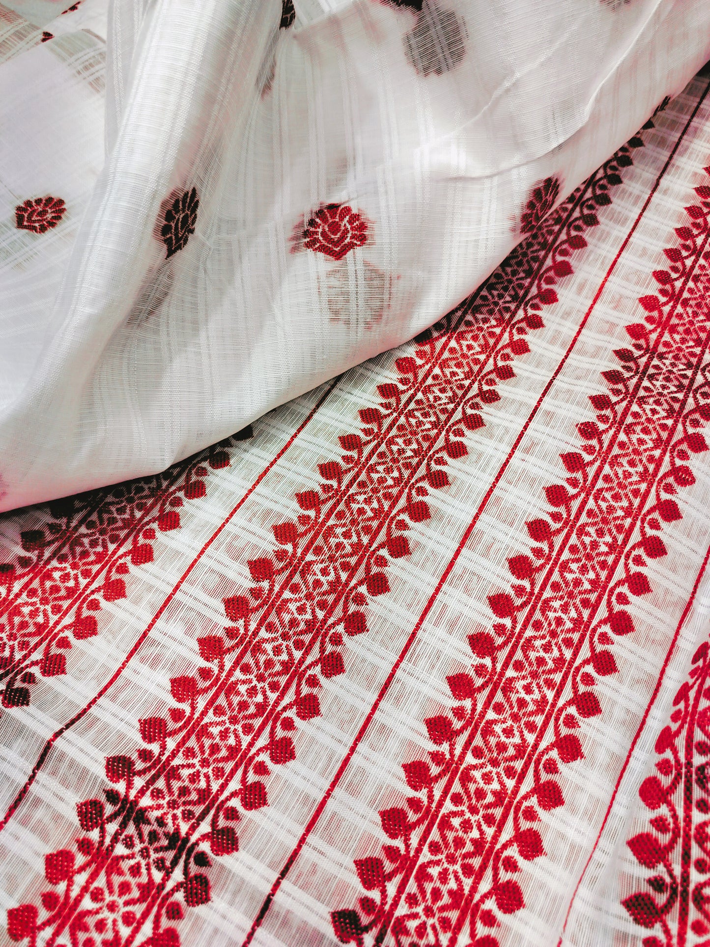 Cotton Mekhela Chador Set – Red