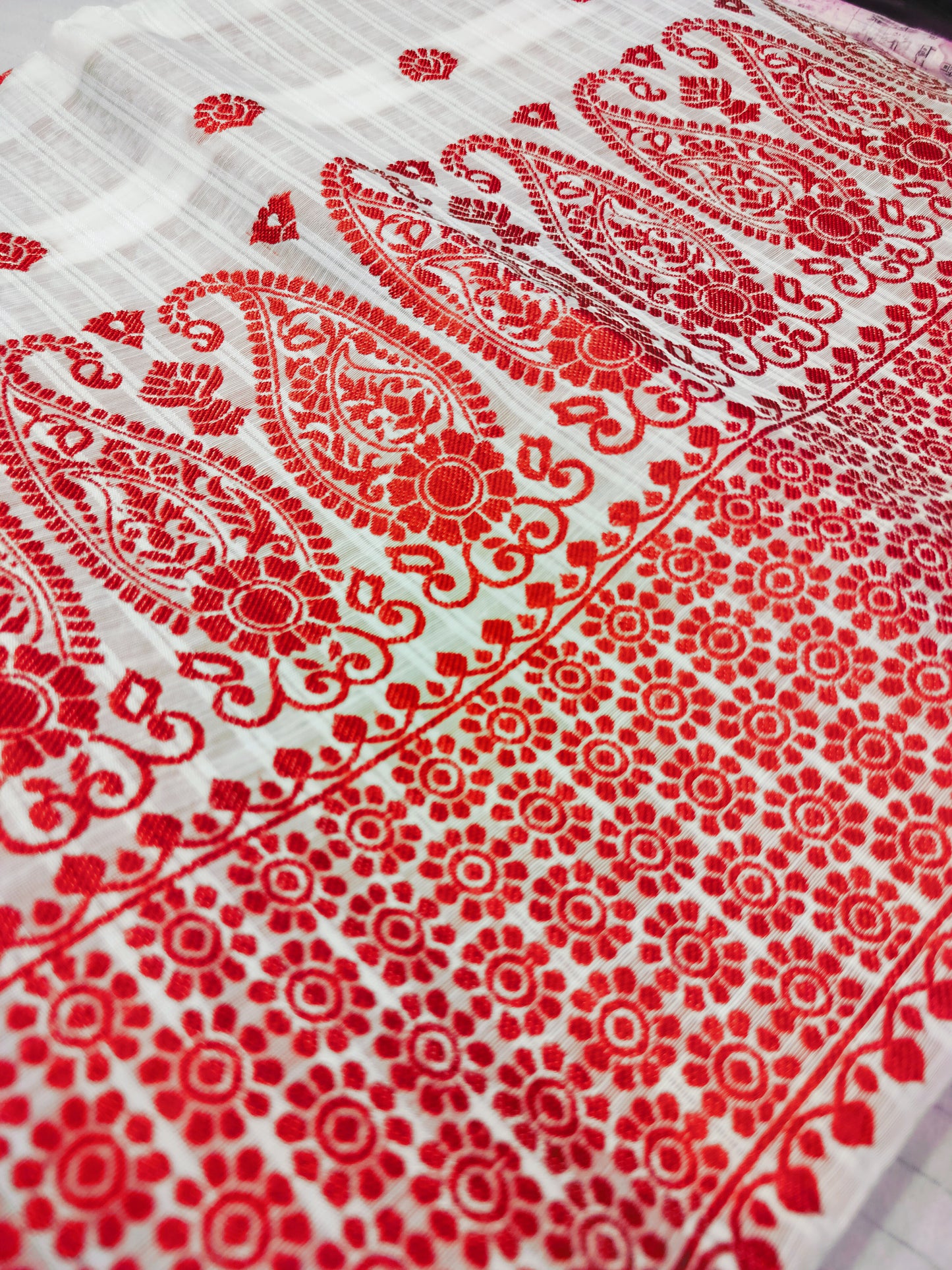 Cotton Mekhela Chador Set – Red