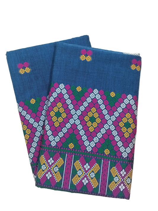 Wash Cotton | Mekhela Chador Set | Missing Design | Blue