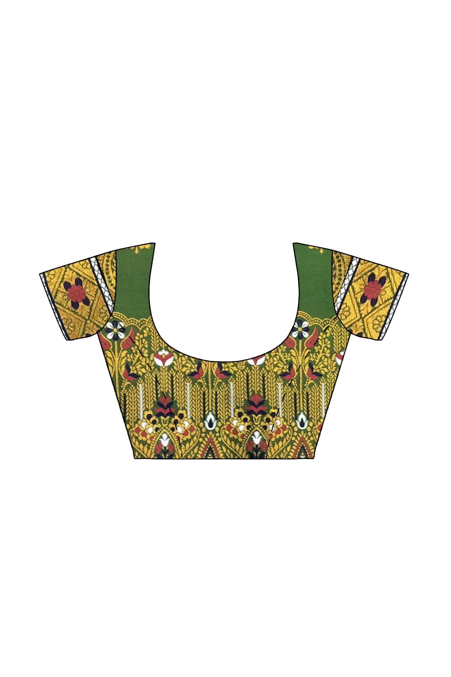 Mekhela Chador Golden Zari Green Assam Traditional Attair