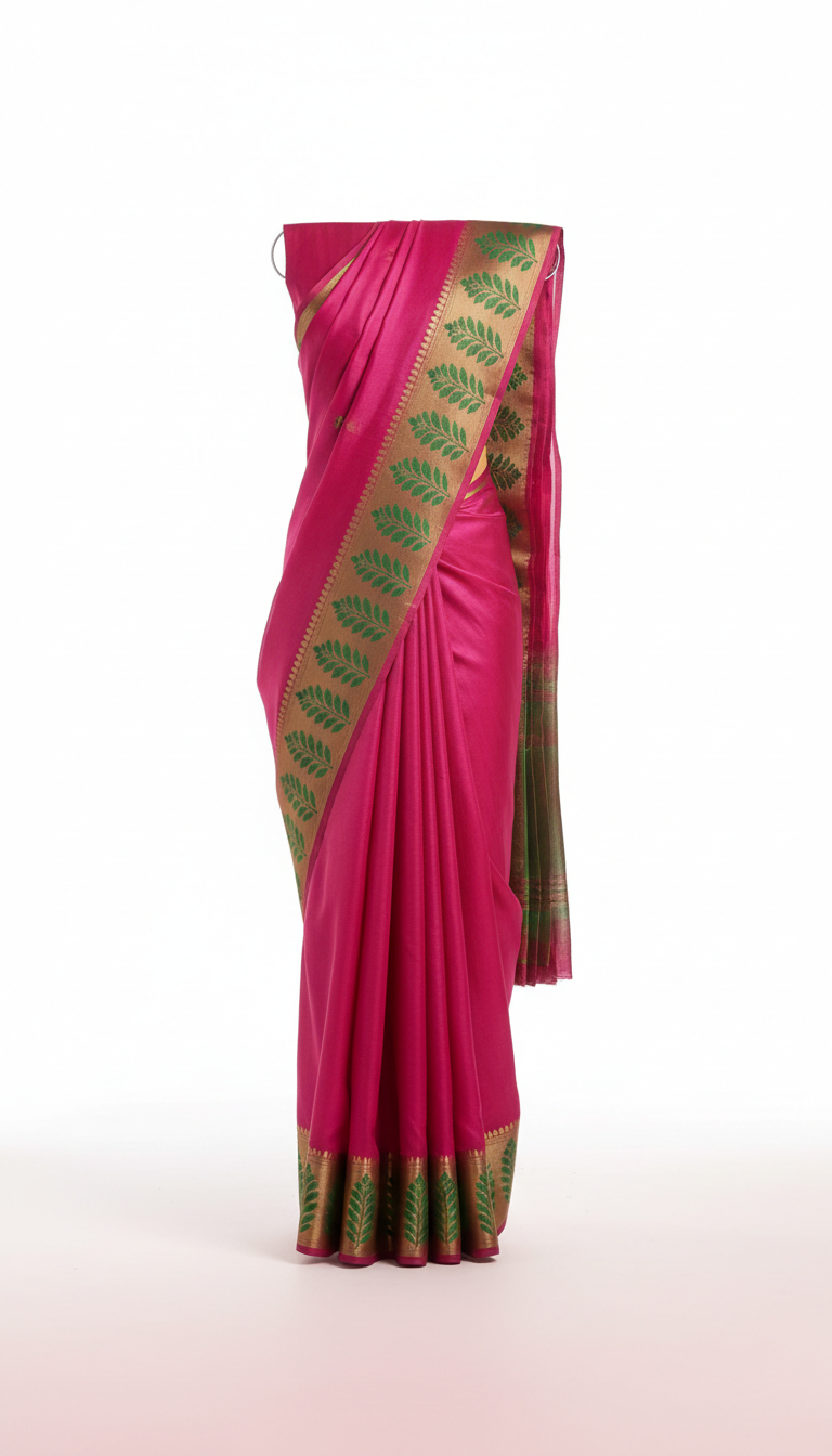 Magenta silk saree with handwoven sheen