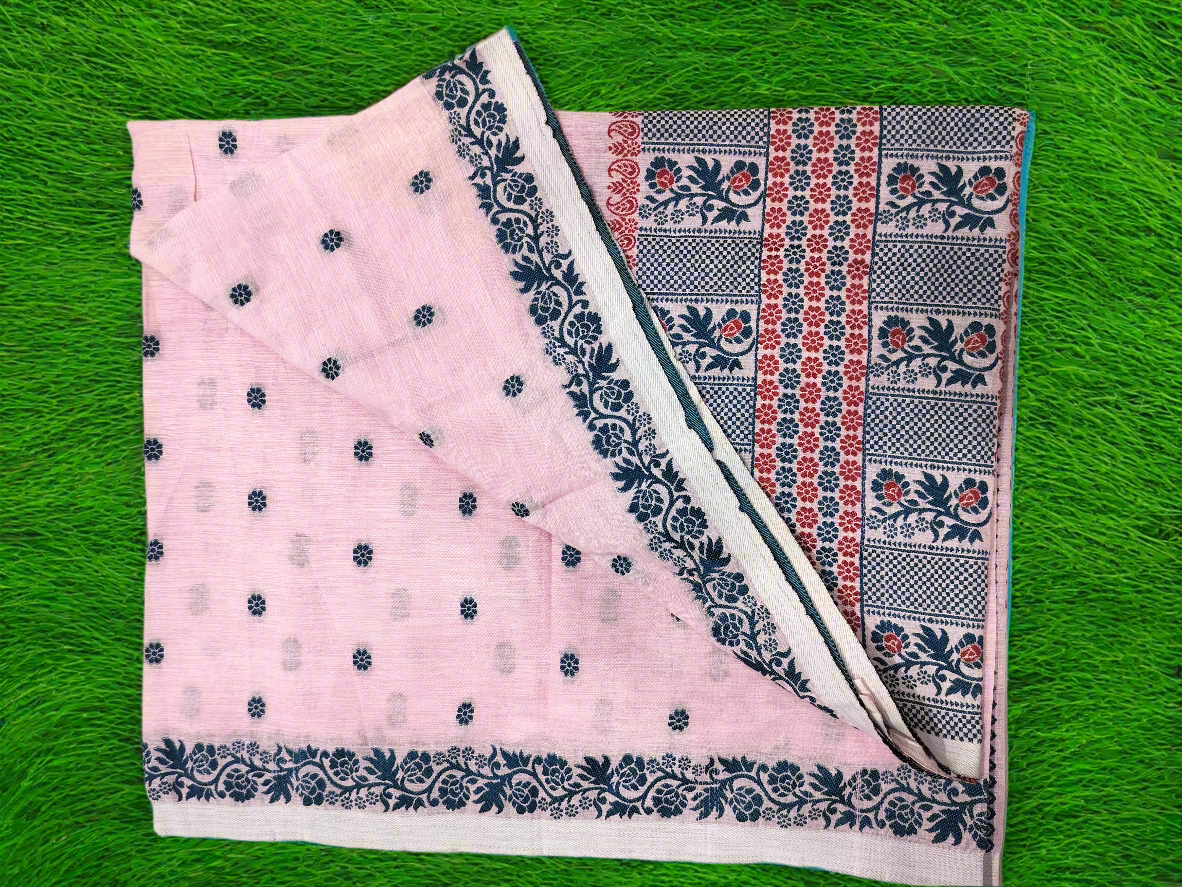 FIXED PARI COTTON BUWA MEKHELA CHADOR DESIGNER SET BABY PINK Colour *FRESH ARRIVAL*