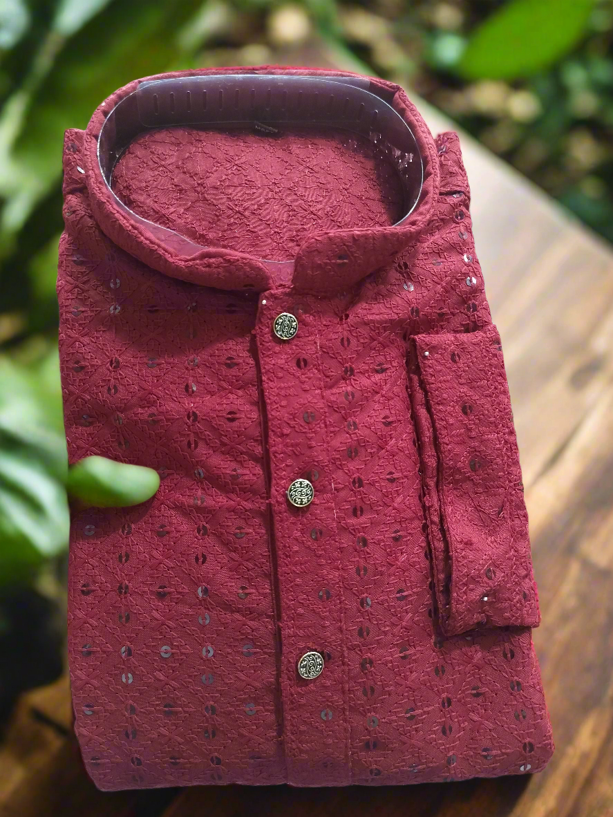 OkSionally™ Trendy Mens Embroidery Chicken Kurta Pyzama Set