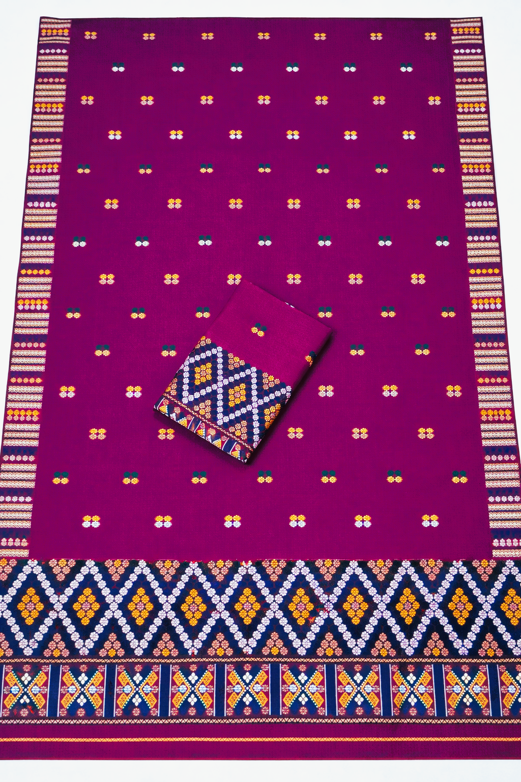 Wash Cotton | Mekhela Chador Set | Missing Design | Violet