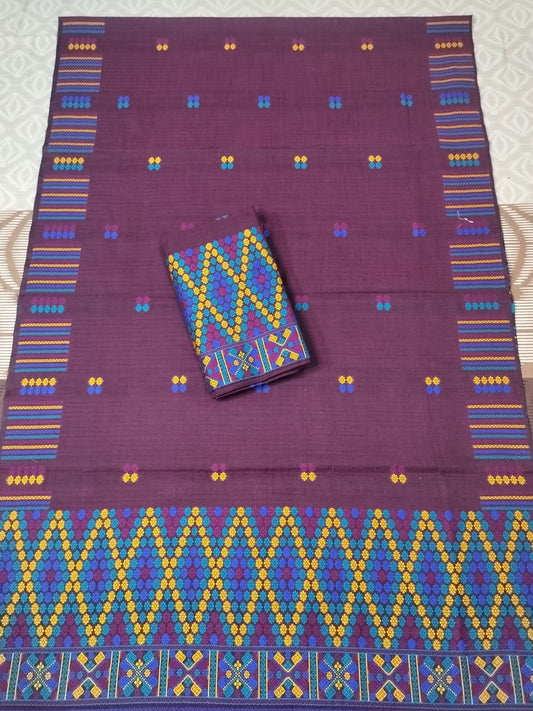 Mekhela Chador Set,Fixed Pari | Elegant Missing Design | PURPLE
