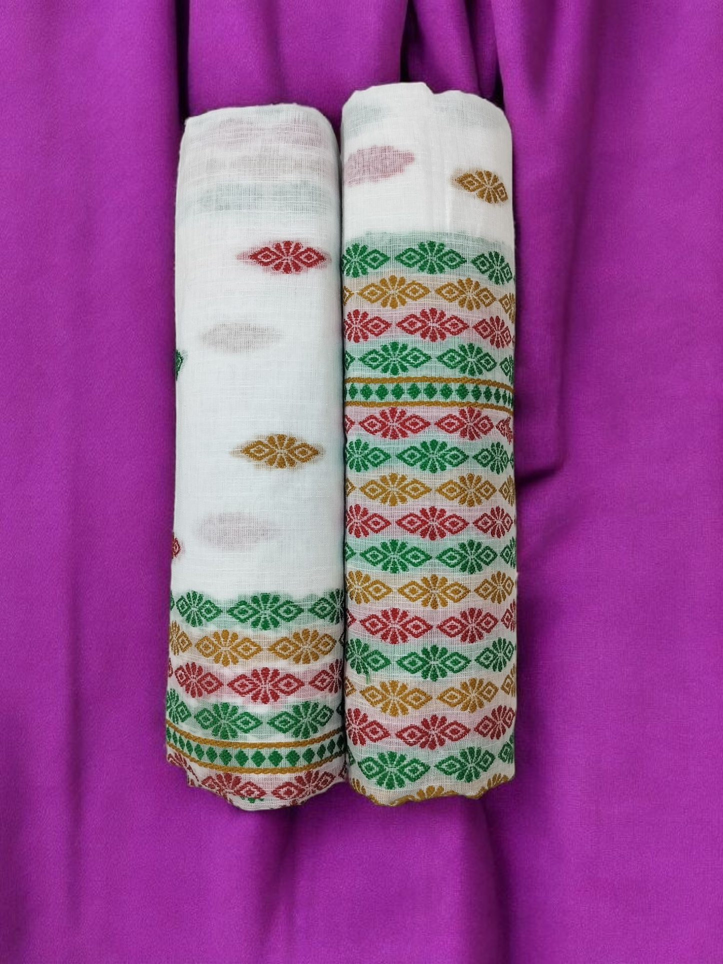 Mulicoloured Buwa 100% Premium Cotton-Fixed Pari, Red