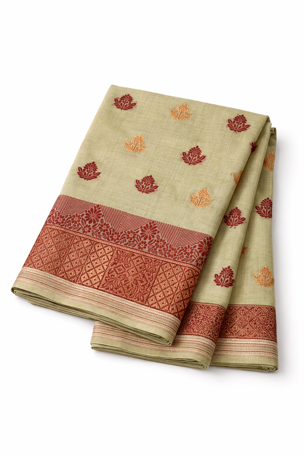 Beautiful Slab Cotton Comfort Mekhela Chador Set, Fixed Border