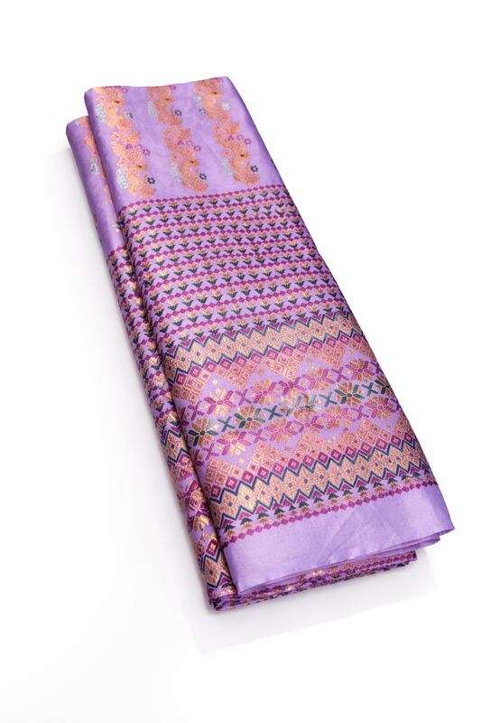 MixPat Fancy Mekhela Chador set Fixed Pari With Blouse Lavender