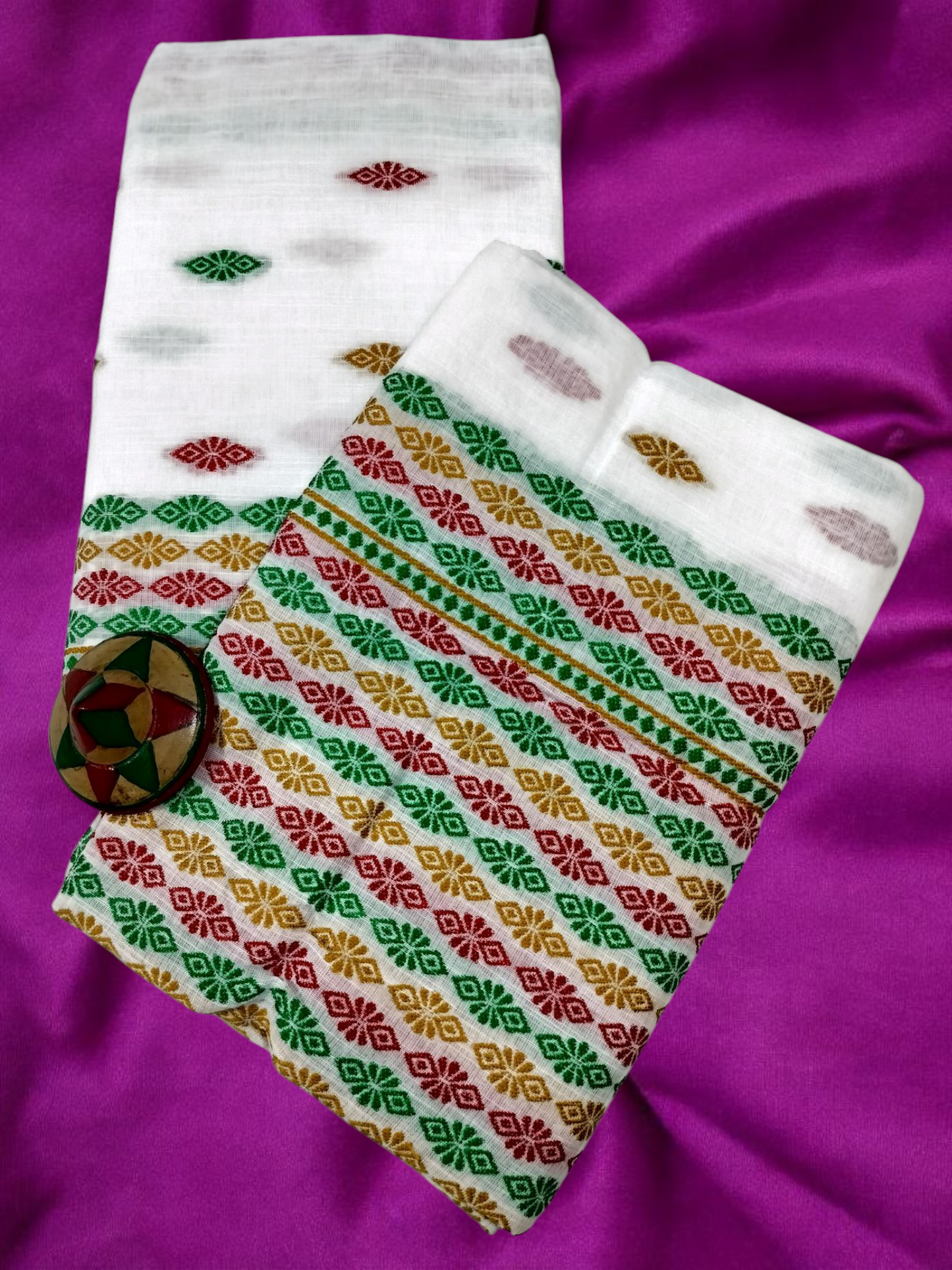 Mulicoloured Buwa 100% Premium Cotton-Fixed Pari, Red