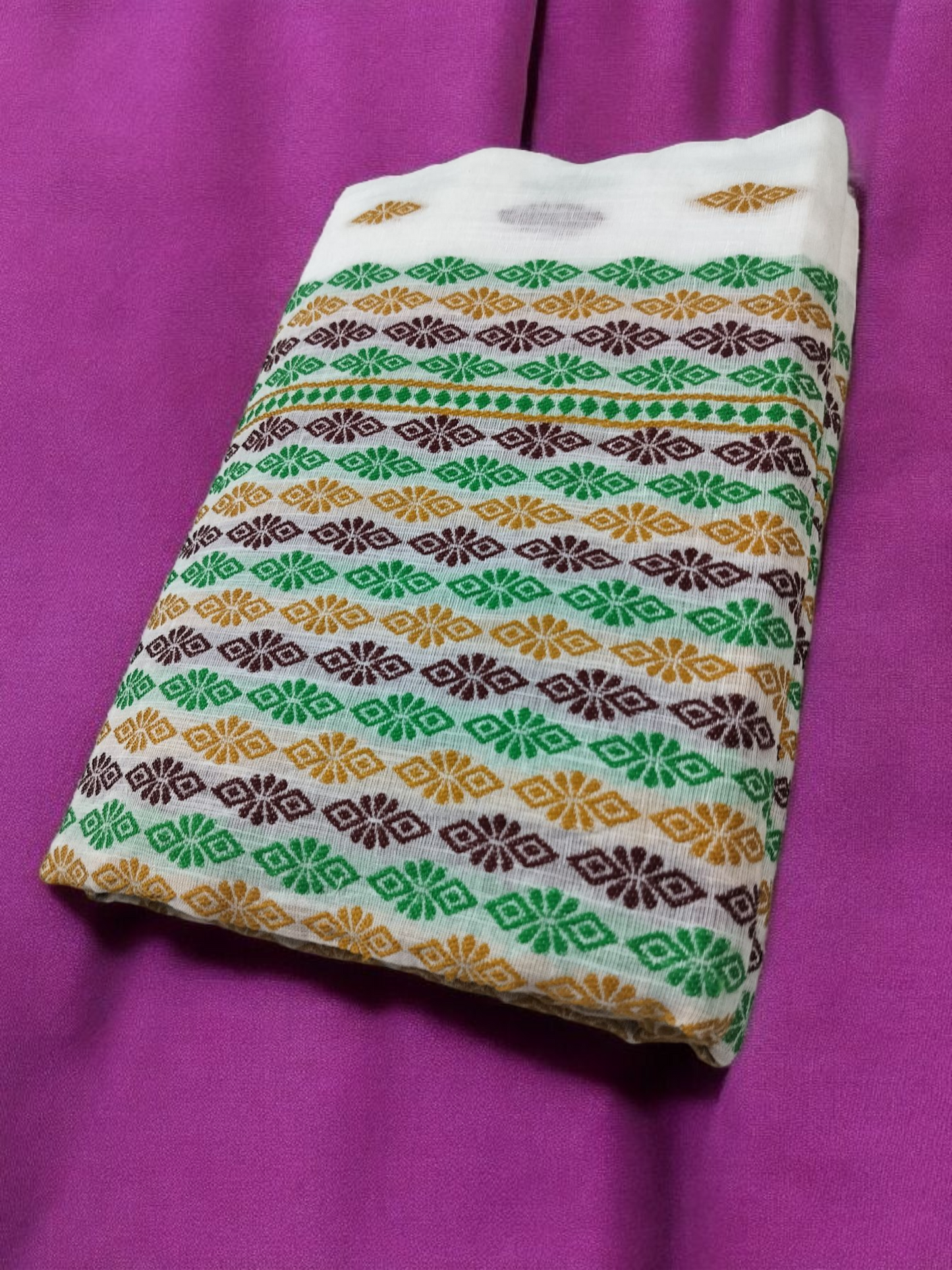 Mulicoloured Buwa 100% Premium Cotton-Fixed Pari, Maroon